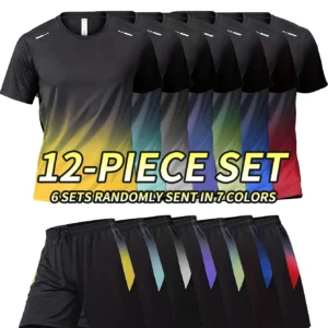 12 pcs color random including 6 T-shirts+6 shorts  men's