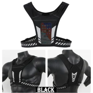 Running Phone Holder Vest Reflective Cycling Vest Unisex Breathable Mesh Running Chest Bag