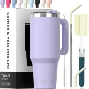 40 oz Tumbler with Handle,Tumbler with Lid and Straw,Double